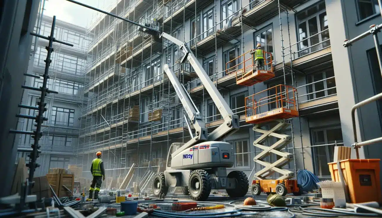 Fordelene bruke bomlift bygge vedlikeholdsarbeid sikkerhet effektivitet hovedbilde
